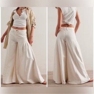 FP Movement by Free People Cream Wide Leg Jeans